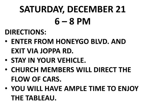 Nativity Drive-Through Directions